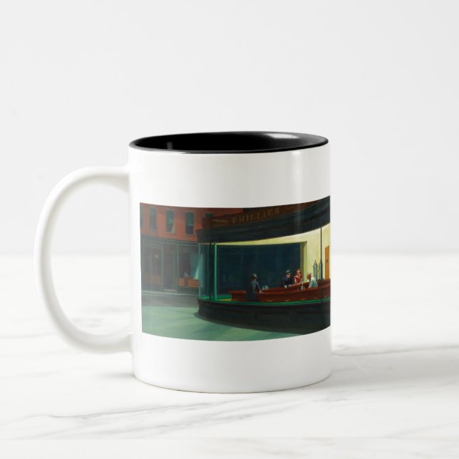 Nachtschwärmer - Edward Hopper Zweifarbige Tasse (Links)