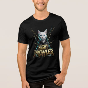 Nachtschwärmer Glühende Katze Blitz T-Shirt Tri-Blend Shirt