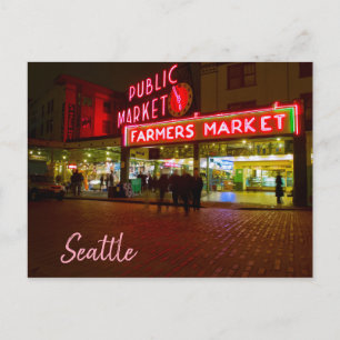 Nachtschwärmer Seattle Public Market Postkarte