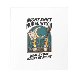 Nachtschwester-Hexe Retro-Halloween-T-Shirt Notizblock