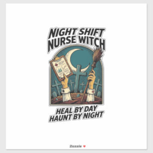 Nachtschwester-Hexen-Retro-Halloween-T-Shirt Aufkleber