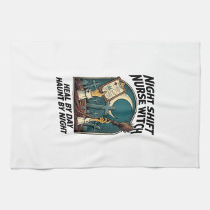 Nachtschwester-Hexen-Retro-Halloween-T-Shirt Geschirrtuch