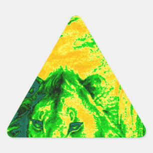 Nachtsicht Löwe Kunst Fluoreszierender Druck Dreieckiger Aufkleber