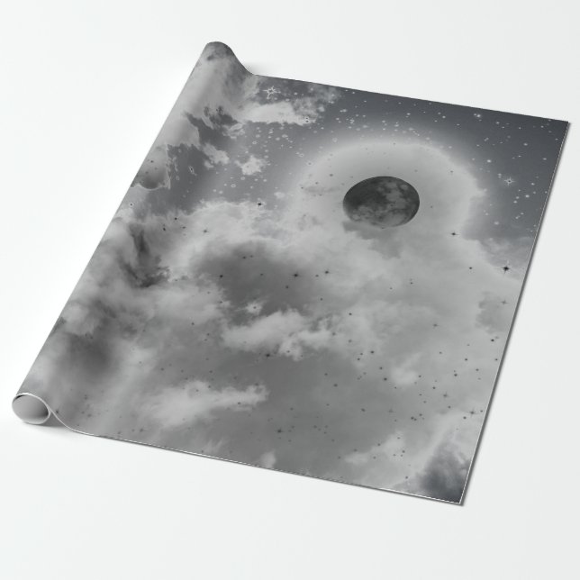 NACHTSKIER IN SCHWARZ UND WEISS GESCHENKPAPIER (Ungerollt)