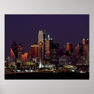 NachtSkyline Dallas, Texas Poster