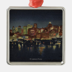 NachtSkyline "der Königin-Stadt von Silbernes Ornament