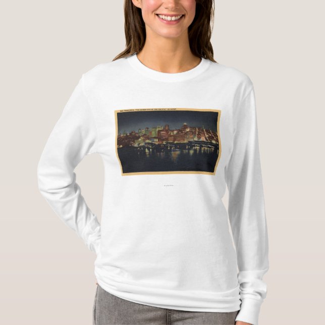 NachtSkyline "der Königin-Stadt von T-Shirt (Vorderseite)