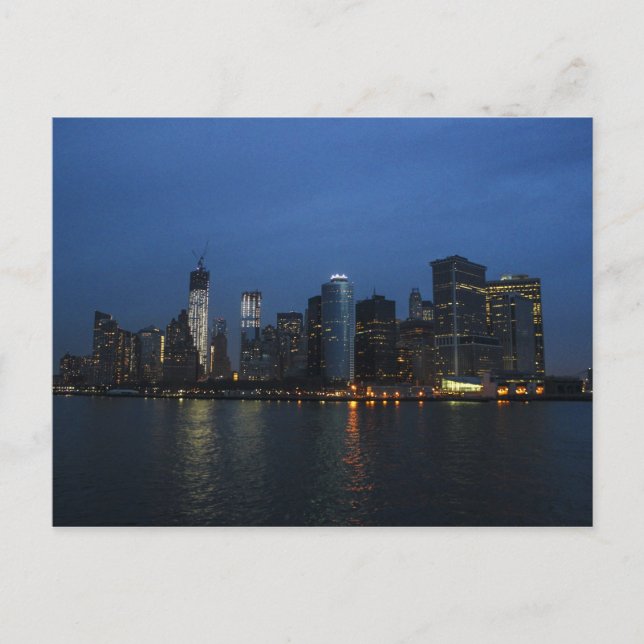 NachtSkyline New York City Manhattan Postkarte (Vorderseite)