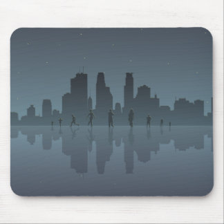NachtSkyline u. -Silhouetten Mousepad