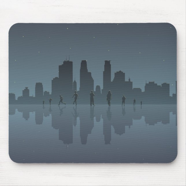 NachtSkyline u. -Silhouetten Mousepad (Vorne)