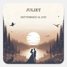 Nachtsonnenmoon Cloud Twilight Brautparty Quadratischer Aufkleber