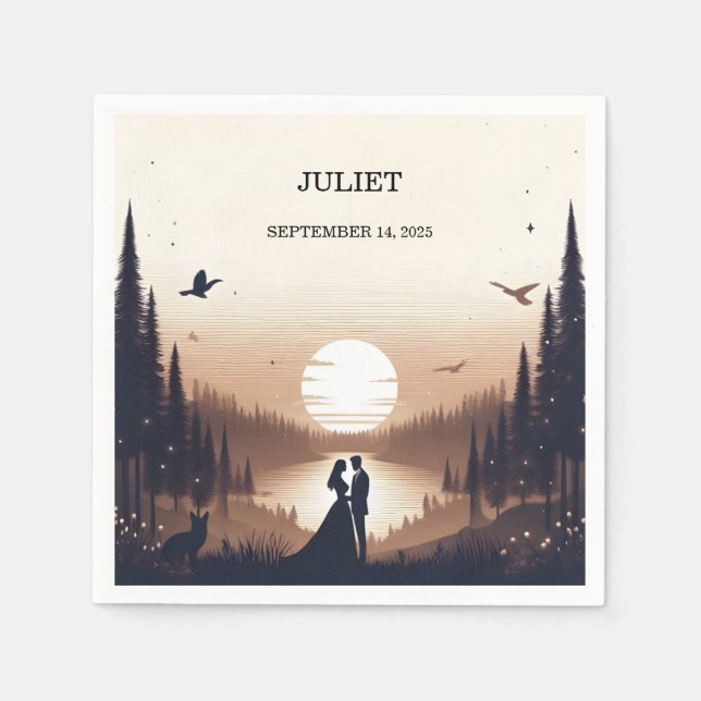 Nachtsonnenmoon Cloud Twilight Brautparty Serviette (Vorderseite)