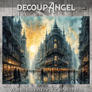 Nachtspaziergang - Decoupage - Seidenpapier
