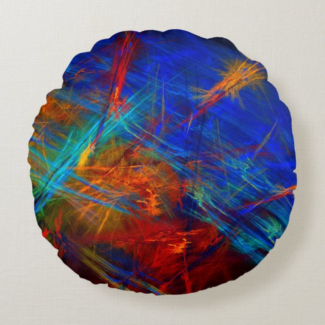 Nachtspaziergang - Mysteriöse Abstrakte Formen Rundes Kissen (Vorderseite)
