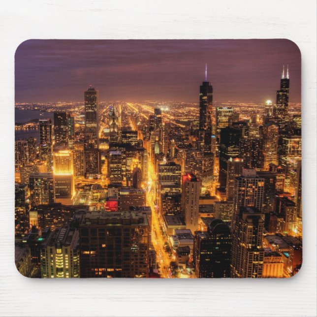 NachtStadtbild von Chicago Mousepad (Vorne)