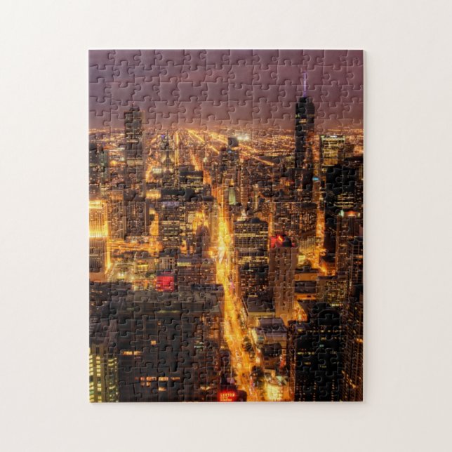 NachtStadtbild von Chicago Puzzle (Vertikal)