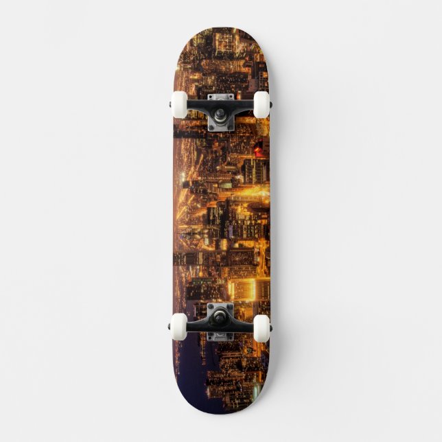 NachtStadtbild von Chicago Skateboard (Vorderseite)