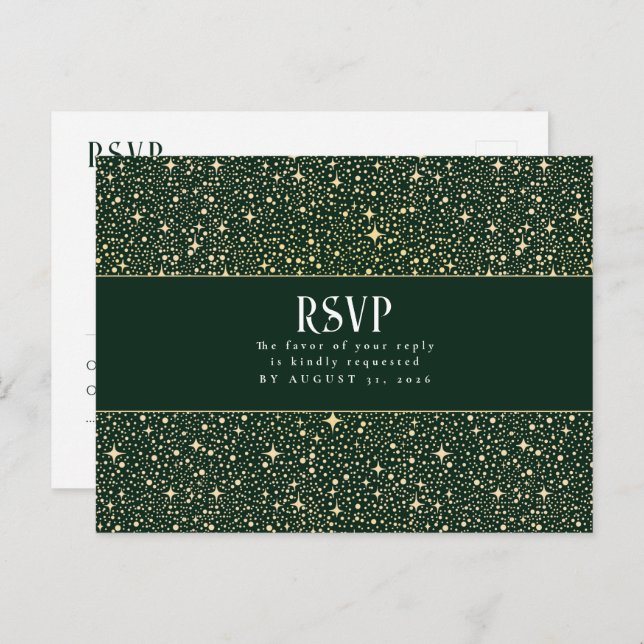 Nachtstars Hochzeit RSVP Postkarte (Vorne/Hinten)