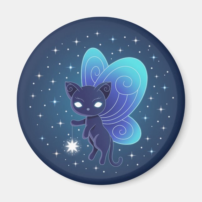 Nachtstern Fee Pixie Katze Magnet (Vorne)