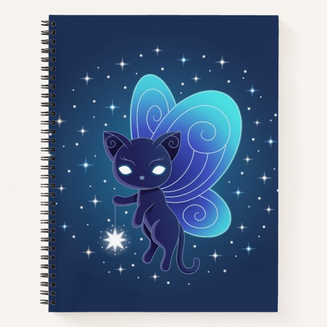 Nachtstern Fee Pixie Katze Notizbuch (Vorderseite)