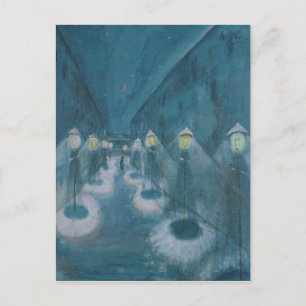 Nachtstraße (Straße bei Nacht) (1922) Walter Grama Postkarte