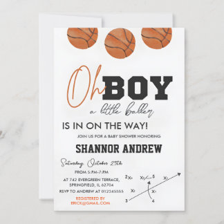 Nachttisch Basketball Oh Boy Baby Dusche Einladung