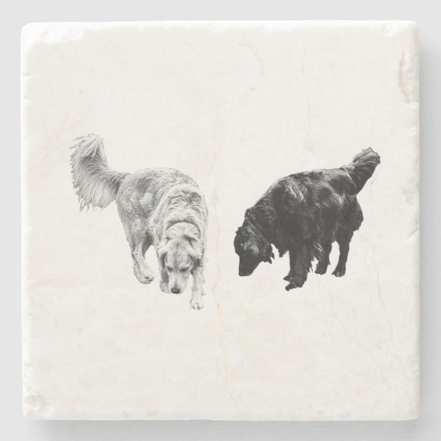 Nachttisch-Hush — Retriever Duo Steinuntersetzer (Vorderseite)