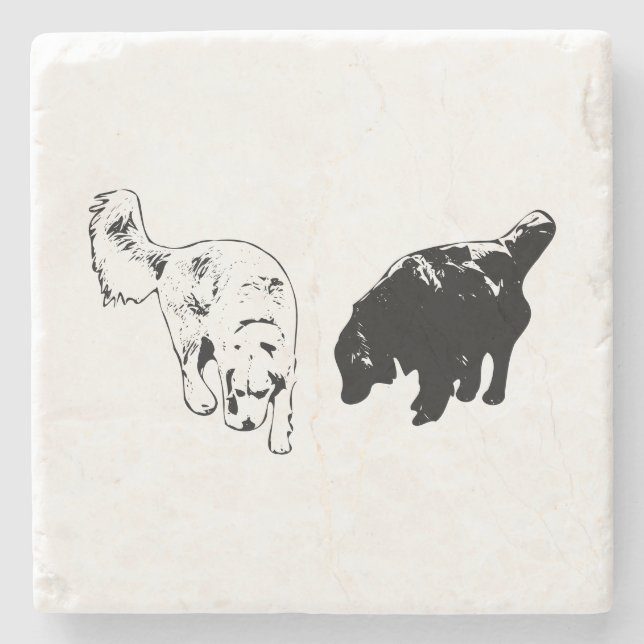 Nachttisch-Hush — Retriever Duo Steinuntersetzer (Vorderseite)