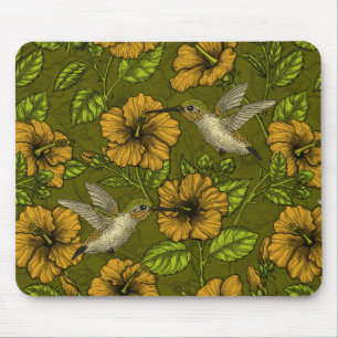 Nachttropischer Garten gelb und grün Mousepad