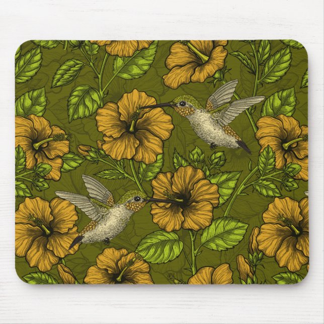 Nachttropischer Garten gelb und grün Mousepad (Vorne)
