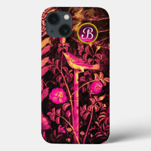 NACHTUNG MIT ROSE MONOGRAMM, rosa, schwarz gelb iPhone 13 Hülle