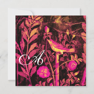 NACHTUNG MIT ROSE MONOGRAMM, rosa, schwarz gelb Einladung