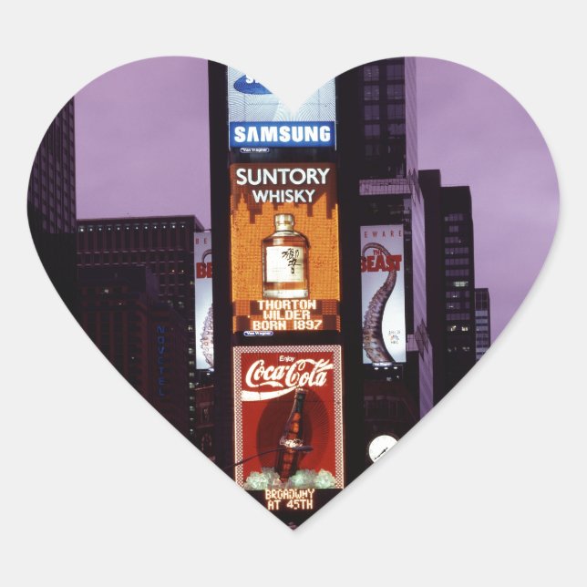 Nachtverkehr auf dem New York Times Square Herz-Aufkleber (Vorderseite)
