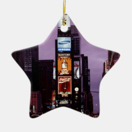 Nachtverkehr auf dem New York Times Square Keramik Ornament