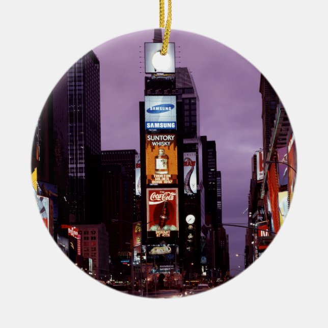 Nachtverkehr auf dem New York Times Square Keramik Ornament (Vorne)