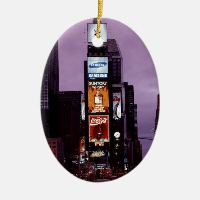 Nachtverkehr auf dem New York Times Square Keramikornament (Vorne)