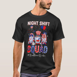 Nachtverschiebung Squad Healthcare Worker Patrioti T-Shirt