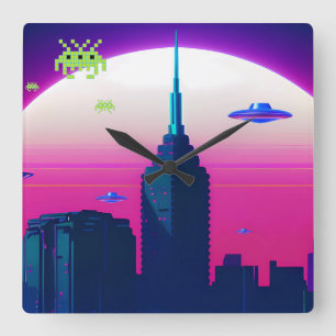 Nachtwache und Vapor Daze Quadratische Wanduhr