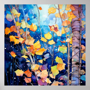 Nachtwald im Herbst Kunst Poster