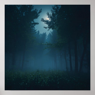 Nachtwald Mondlicht Poster