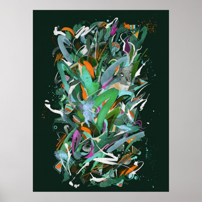 Nachtwaldmalerei Poster (Vorne)