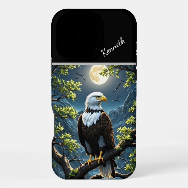 Nachtweide mit Adler iPhone Hülle (Rückseite)