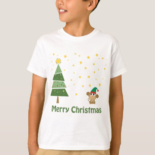 Nachtweihnachtszene mit Niedlichem Affen T-Shirt