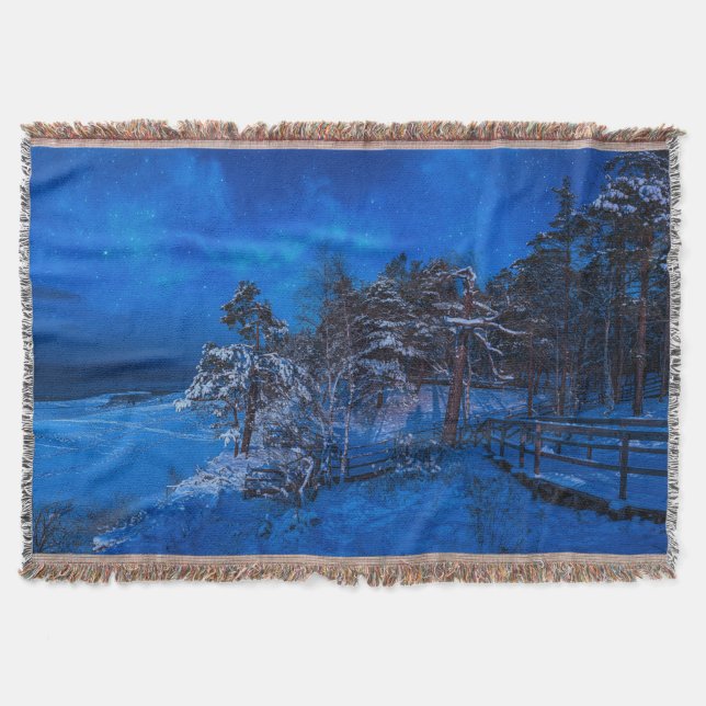 Nachtwinterszene mit schneebedeckten Kiefern Decke (Vorderseite)