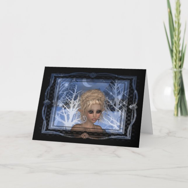 Nachtwintertime Elf Design Feiertagskarte (Vorderseite)