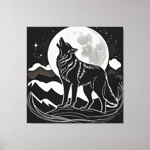 Nachtwolf-Silhouette Leinwanddruck