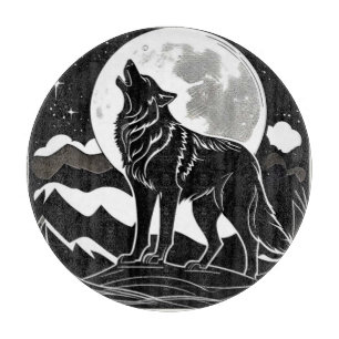 Nachtwolf-Silhouette Schneidebrett