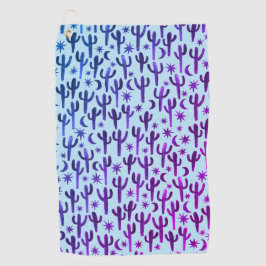 Nachtwüste Saguaro Cacti Watercolor Ombre Lila Golfhandtuch