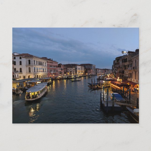Nachtzeit auf dem Canale Grande, Venedig, Italien Postkarte (Vorderseite)