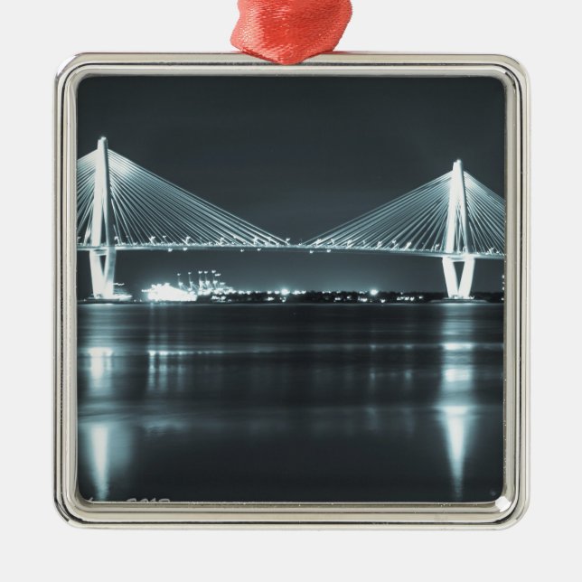 Nachtzeit-Brücke Silbernes Ornament (Vorne)